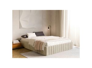 Boxxx Polsterbett, Beige, Holz, Metall,