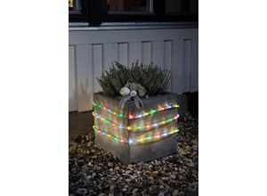 KONSTSMIDE LED-Lichterschlauch "Weihnachtsdeko aussen", transparent, Dioden 96 Stk. Flammen 96 Stk., Kabellänge 0,5m x Gesamtlänge 6,5m, Lichterketten, 6 m, mit Lichtsensor und 6h und 9h Timer, 96 bunte Dioden