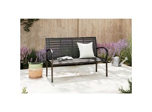 Ambia Garden Gartenbank, Schwarz, Metall, Kunststoff, 2-Sitzer, 125x81x60 cm, Gartenmöbel, Gartenbänke