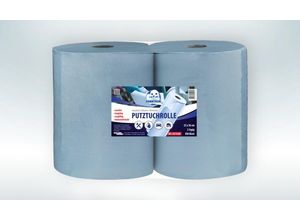 Walter Schmidt Chemie Putztuchrolle 33x36cm, 500Blatt, 2-lagig, Doppelpack 4379000000 Putz-Papierrolle Blau