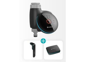 Bewässerungscomputer GARDENA "smart Sensor Control Set", schwarz, türkis, B:164mm H:250mm L:225mm, Kunststoff, Bewässerungscomputer