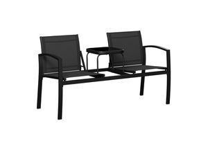 Ambia Garden Gartenbank, Anthrazit, Metall, Glas, Textil, 2-Sitzer, 143x81x64 cm, mit Rückenlehne, Gartenmöbel, Gartenbänke