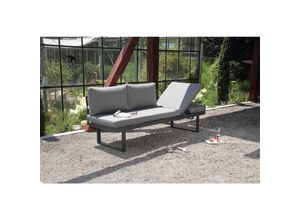 Ambia Garden Loungesofa, Anthrazit, Grau, Metall, Textil, 3-Sitzer, 210x68x77 cm, wetterfest, geeignet für Balkon, Loungemöbel, Outdoorsofas