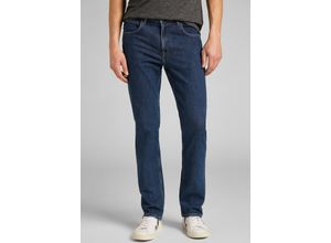 Straight-Jeans LEE "Brooklyn", Herren, Gr. 33, Länge 32, blau (schwarz stone wash), Denim/Jeans, Obermaterial: 90% Baumwolle, 8% Elastomultiester, 2% Elasthan, normal lang, Jeans Straight-Jeans