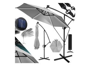 KESSER® Alu Ampelschirm LED Solar + Abdeckung mit Kurbelvorrichtung UV-Schutz Aluminium mit An-/Ausschalter Wasserabweisend - Sonnenschirm Schirm Gartenschirm