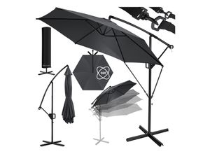 KESSER® Alu Ampelschirm Sonnenschirm + Abdeckung Ø300 cm / Ø350 cm mit Kurbelvorrichtung Kurbelschirm mit Ständer UV-Schutz Aluminium Wasserabweisende Bespannung - Schirm Gartenschirm Marktschirm