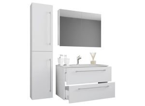 Mid.you Badezimmer, Weiß, Metall, 4-teilig,