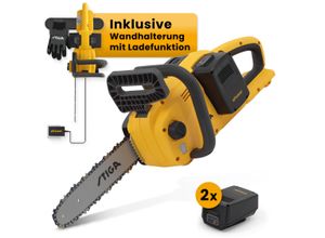 Akku-Kettensäge STIGA GARDEN "CS 300e", gelb, B:66cm H:23cm T:22cm, Kunststoff, Kettensägen, 12" Schwert, inkl. 2x 4 Ah Akku und Ladegerät