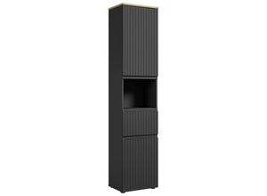 Mid.you Hochschrank, Schwarz, Eiche, Kunststoff,