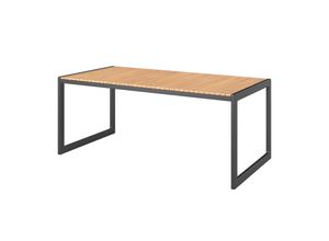 Ambia Garden Gartentisch, Natur, Schwarz, Holz, Metall, Akazie, vollmassiv, rechteckig, 180x90x75 cm, Gartenmöbel, Gartentische, Gartentische