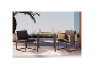 Ambia Garden Balkonset, Anthrazit, Gelb, Dunkelgrau, Metall, Kunststoff, Textil, 3-teilig, Füllung: Schaumstoffflocken, eckig, 69.5x74x70 cm, platzsparend verstaubar, geeignet für Balkon, Balkonmöbel, Balkonmöbel-Sets