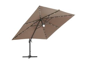 Ambia Garden Ampelschirm, Anthrazit, Taupe, Textil, 300x300 cm, 360° drehbar, LED-Beleuchtung, Sonnen- & Sichtschutz, Sonnenschirme, Ampelschirme