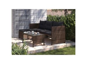 Ambia Garden Loungegarnitur, Dunkelbraun, Metall, Kunststoff, Glas, seitenverkehrt montierbar, 179x120 cm, wetterfest, Tisch mit Glasplatte, Loungemöbel, Gartenlounge-Sets
