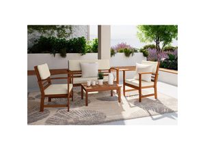 Ambia Garden Loungegarnitur, Taupe, Holz, Wellpappe, Akazie, vollmassiv, 80x50x33 cm, Loungemöbel, Gartenlounge-Sets