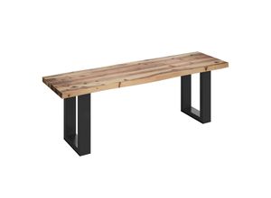 Ambia Garden Gartenbank, Schwarz, Akazie, Holz, Metall, Akazie, massiv, 2-Sitzer, 140x45x40 cm, Fsc, Gartenmöbel, Gartenbänke