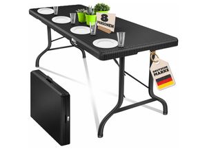 KESSER® Buffettisch Tisch klappbar Kunststoff 183x76 cm Rattan Optik Campingtisch Partytisch Klapptisch Gartentisch für Garten Terrasse und Balkon zusammenklappbar 6 Personen ink. Tragegriff