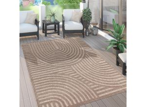 Teppich PACO HOME "Livorno 674", beige, B:60cm H:14mm L:100cm, Polypropylen (PP), Teppiche, Teppich, Uni Farben, moderner Hoch-Tief-Effekt, Scandi-Look, Outdoor geeignet