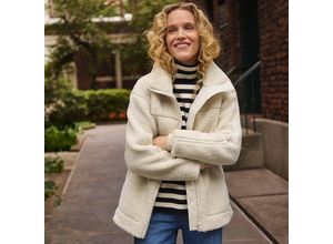 Teddyjacke, Damen, Weiß, Polyester,