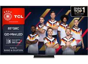 TCL Mini-LED-Fernseher "85Q8CX1", Energieeffizienz: E (A-G), schwarz, 85 ″, Fernseher, Audio von Bang & Olufsen, Smart TV, Apple TV, 144Hz, 4K, Dolby Vision