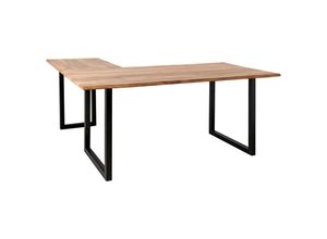 Mid.you Eckschreibtisch, Schwarz, Sheesham, Holz,