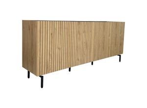 Milino Sideboard Lino, Schwarz, Eiche,