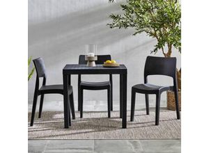 Ambia Garden Gartentisch, Anthrazit, Kunststoff, rechteckig, 65x72x78 cm, Made in Italy, Gartenmöbel, Gartentische, Gartentische