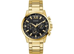 Multifunktionsuhr GUESS "WALKER", gold (goldfarben, schwarz), Armbanduhren, Herren, Quarzuhr, Armbanduhr, Herrenuhr, Datum, Wochentag, Edelstahlarmband