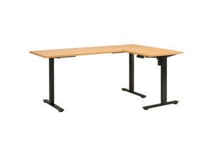 Mid.you Eckschreibtisch, Schwarz, Eiche, Metall,