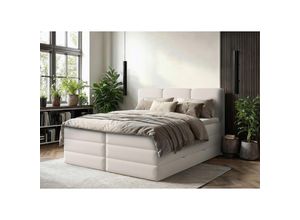 Mid.you Boxspringbett, Weiß, Holz, Textil,