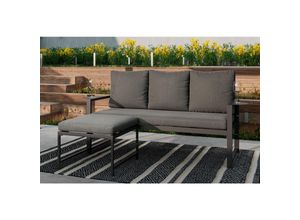 Ambia Garden Loungegarnitur, Dunkelgrau, Metall, Textil, 2-teilig, Füllung: Schaumstoff,Polyester, 191.5x81x67 cm, wetterbeständig, Loungemöbel, Gartenlounge-Sets