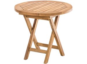 CLP Teakholz Beistelltisch, klappbarer Gartentisch Maharao, Tisch rund, wetterfest und platzsparend für Balkon, Garten & Wohnbereich