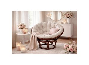 Mid.you Sessel, Braun, Textil, Rattan,