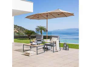 Ambia Garden Doppelsonnenschirm, Taupe, Textil,