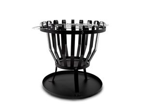 Feuerkorb, Schwarz, Metall, zylindrisch, Grillfunktion, Tragegriffe, Freizeit, Campingzubehör, Feuerschalen