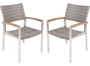 Stapelstuhl GARDEN PLEASURE "LIVORNO", silber, silber, hellgrau, B:60cm H:84cm T:55cm, Aluminium, Kunststoff, Stühle, Stapelstuhl, Armlehne aus Non-Wood