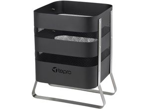 Feuerkorb TEPRO "Design Feuerkorb Milburn", grau (schwarz, edelstahlfarben), B:43cm H:50cm L:36cm, Edelstahl, Stahl, Feuerkörbe, BxLxH: 43x36x50 cm