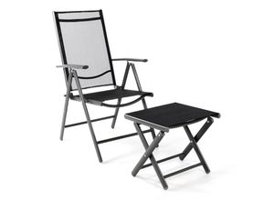 Gartenstuhl VCM "Aluminiumstuhl und Hocker", schwarz, Obermaterial: 100% Sonstiges Material (Ananasfaser) AM_PF ., Stühle, Gartenstuhl