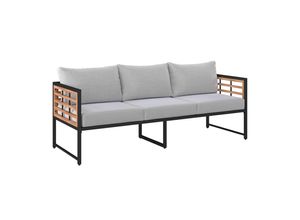 Ambia Garden Loungesofa, Natur, Schwarz, Holz, Metall, Textil, Akazie, vollmassiv, 185x67.5x63.5 cm, Loungemöbel, Outdoorsofas