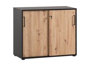 Mid.you Aktenschrank, Schwarz, Eiche Artisan,