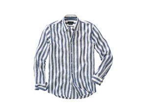 Mey & Edlich Herren Mediterranes Streifenhemd Blau 100 % Leinen