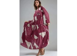 Bedrucktes Langarm-Viskose-Maxi-Kleid
