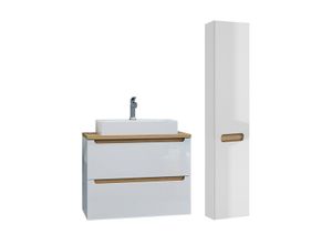 BADMÖBEL 80cm Livia 2er-Set Weiß
