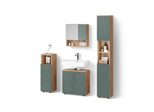 BADMÖBEL-SET Ronco Grün/Goldkraft Eiche 4