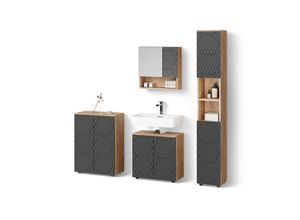 BADMÖBEL-SET Ronco Anthrazit mit Wabenstruktur