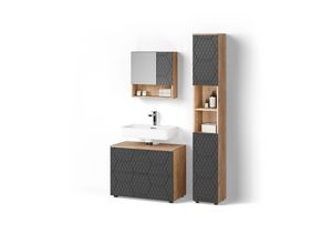 BADMÖBEL-SET Ronco Anthrazit mit Wabenstruktur