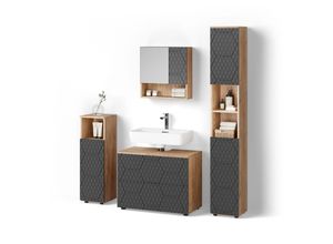 BADMÖBEL-SET Ronco Anthrazit mit Wabenstruktur