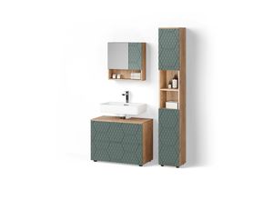 BADMÖBEL-SET Ronco Grün/Goldkraft Eiche 3