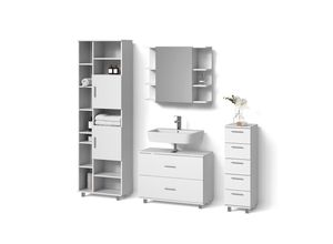 BADMÖBEL-SET Eisak Weiß 4 Teile,