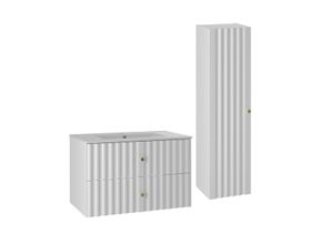 BADMÖBEL 80cm Izae 2er-Set Weiß