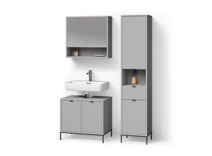 BADMÖBEL-SET ATERNO Grau 3 Teile,